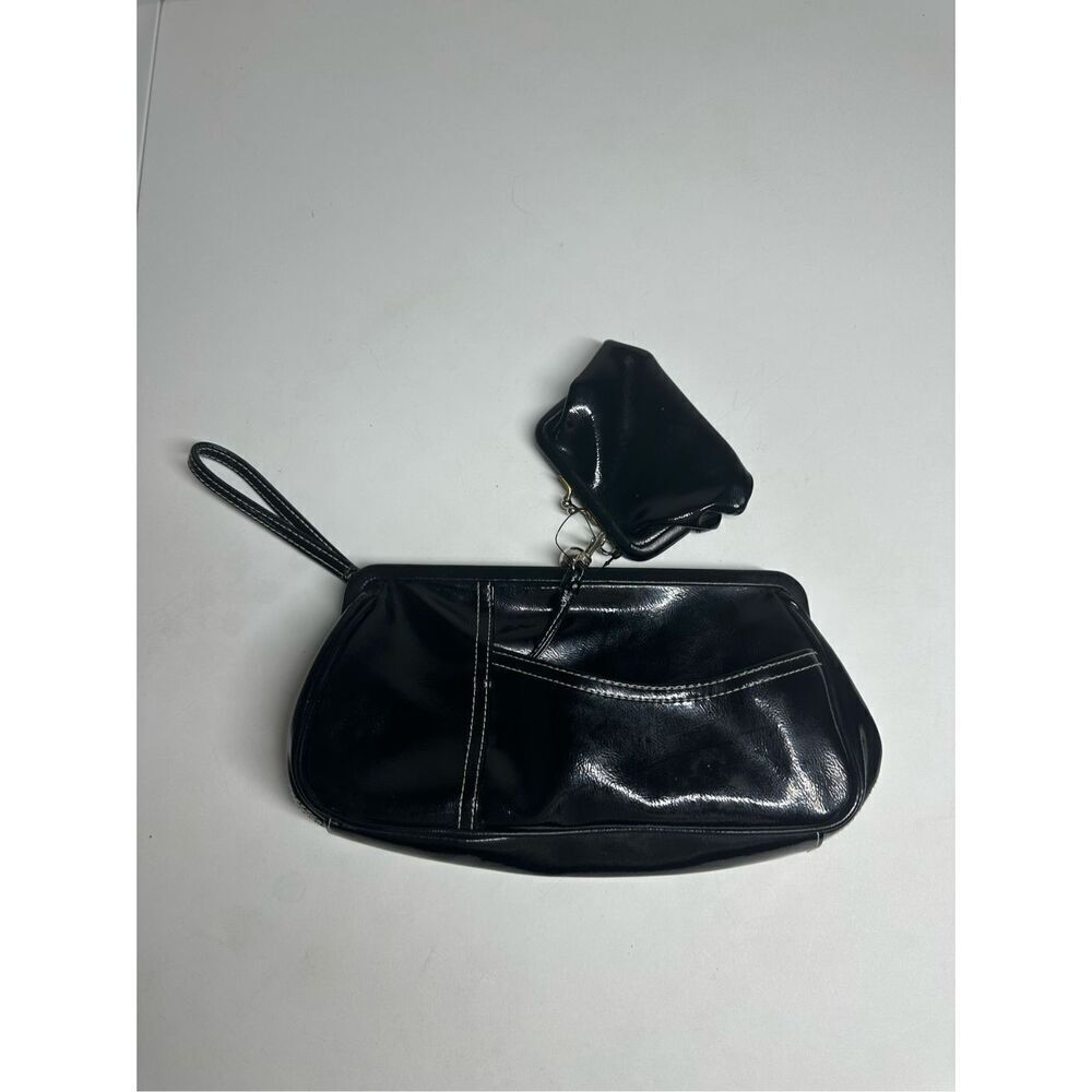 Mixit Women’s Clutch/ Wristlet Bag W/Small Wallet White Stitch Trim See Notes